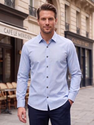 Light Blue Textured Casual Shirt