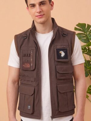 Trazo,Brand Men's Dark Brown Afghani Jacket