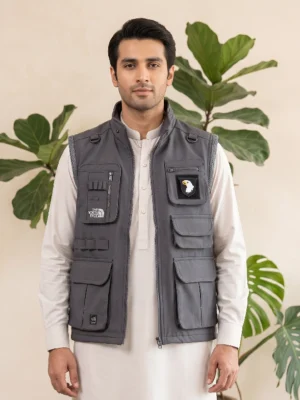 Trazo,Brand Men's Dark Gray Afghani Jacket