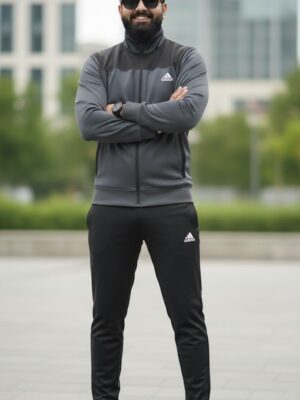 Trazo Brand Men WarmFit Black Gray Tracksuit