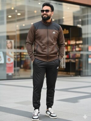 Trazo Brand Men WarmFit Black Brown Tracksuit